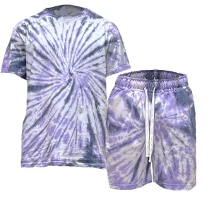 Purple Swirl Tye Dye Tshirt Short Set