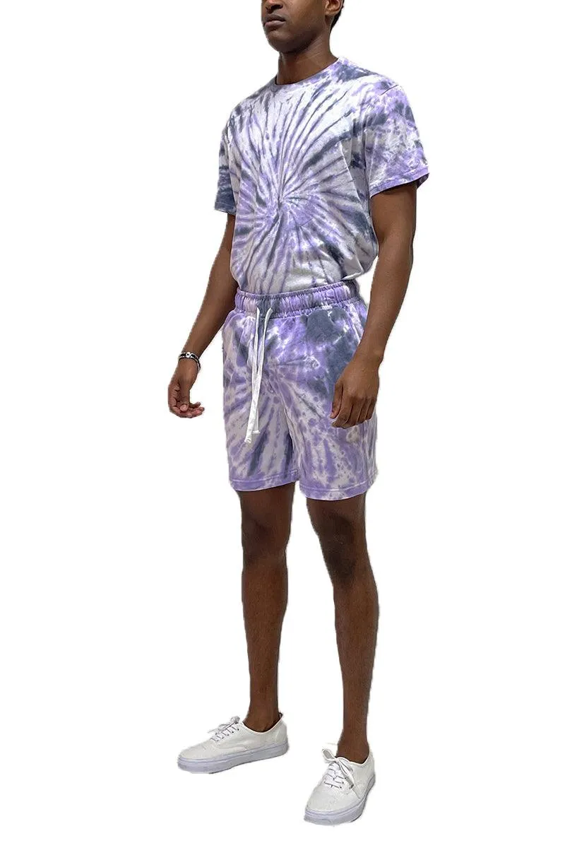 Purple Swirl Tye Dye Tshirt Short Set
