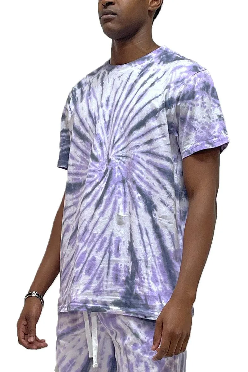 Purple Swirl Tye Dye Tshirt Short Set