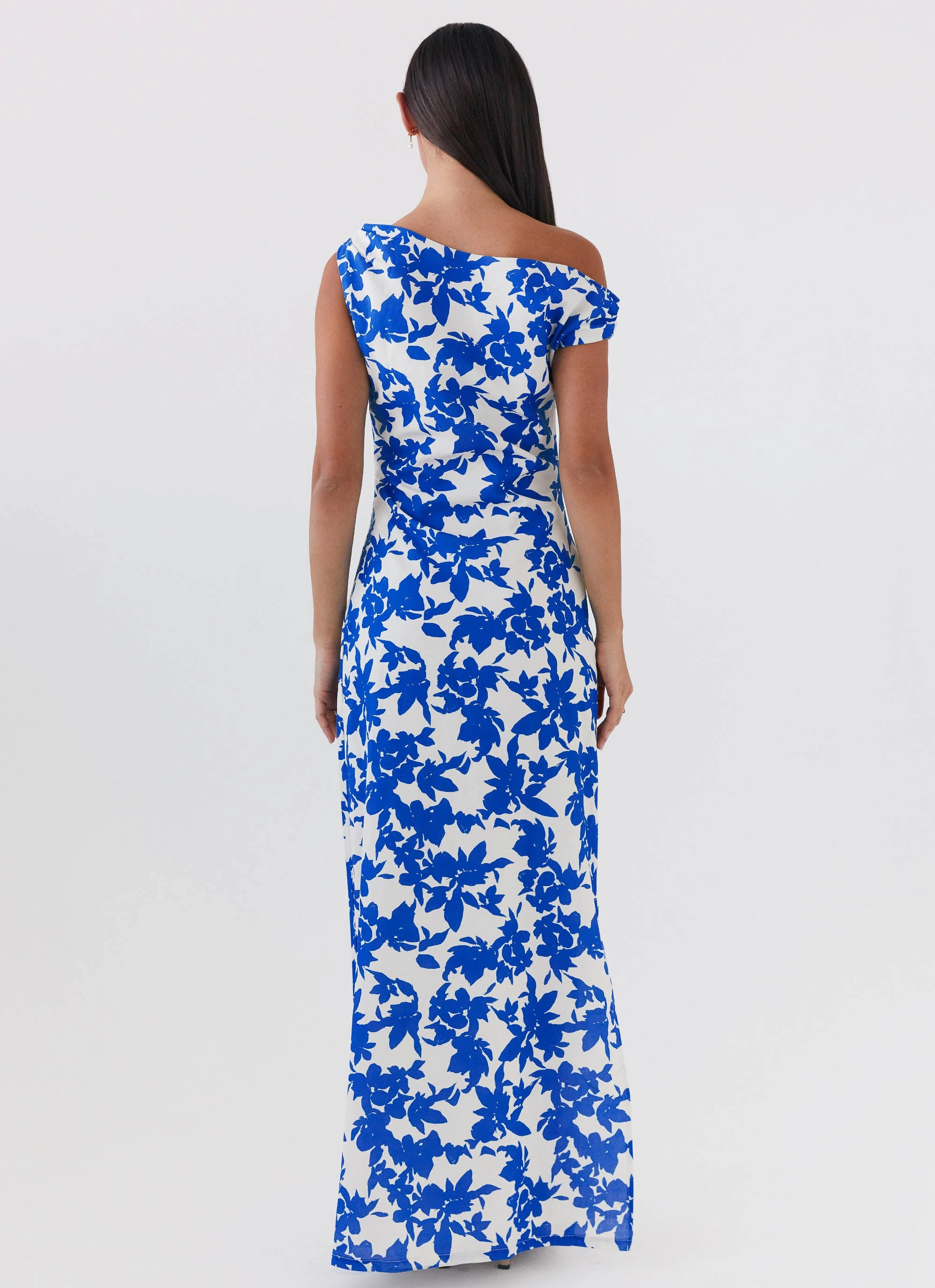 Calm Fit Pyper Off Shoulder Maxi Dress - Blue Floral