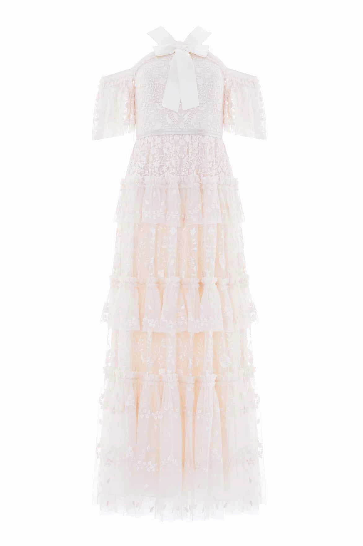 Striped-Pattern Primrose Gown