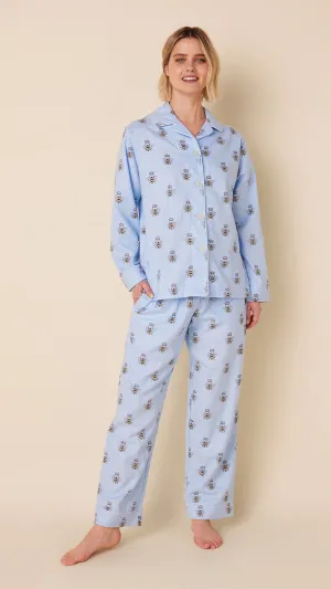 Queen Bee Flannel Pajama - Blue