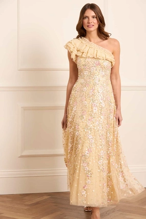 Chill Edge Confetti One-Shoulder Ankle Gown