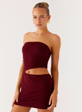 Last Heartbreak Mini Dress - Burgundy SustainableCotton Mood Flex