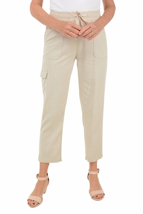Flexible Knees Tapered leg Linen Blend Cargo Pocket Pant