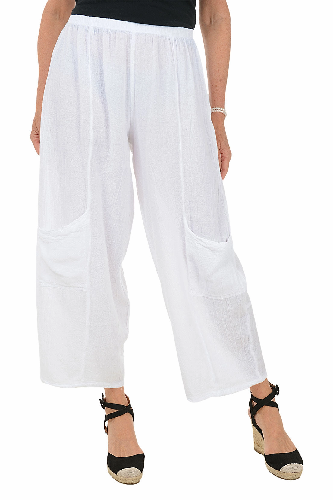 Stretch Panels Double Pocket Gauze Gaucho Pant