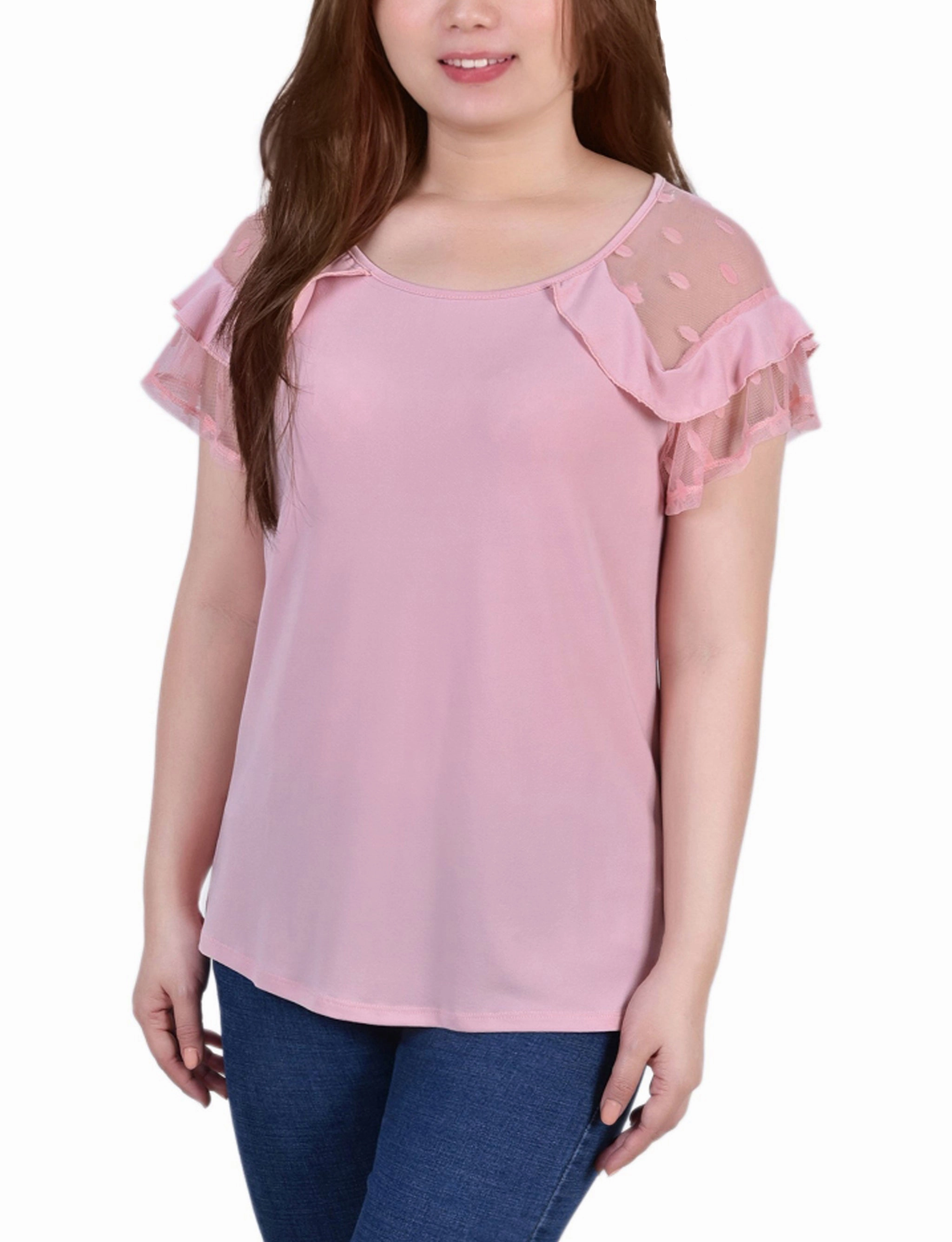 Short Dot Sleeve Top Brushed Interior Professional Look