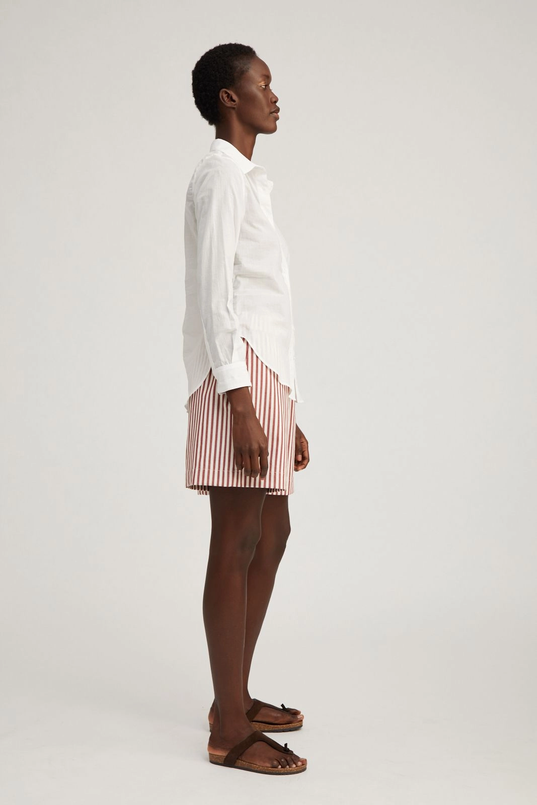 Breathable mesh panel White Voile Fitted Button Down
