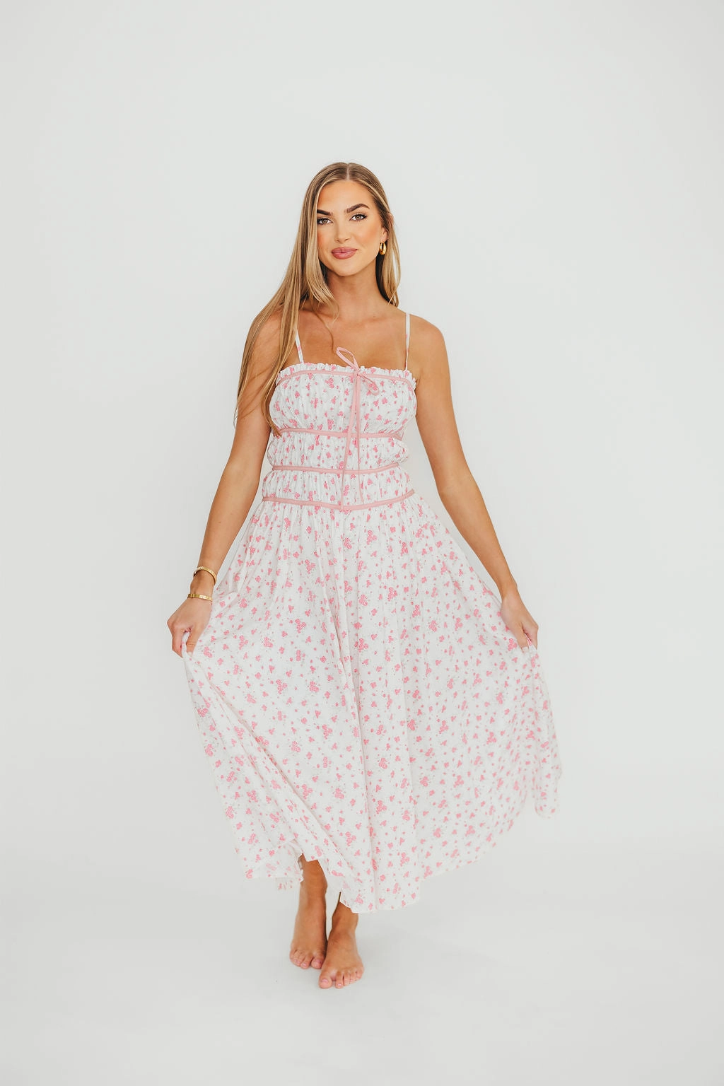 Calm Texture Silky Silhouette Vanessa Midi Dress in Pink *Final-Sale*
