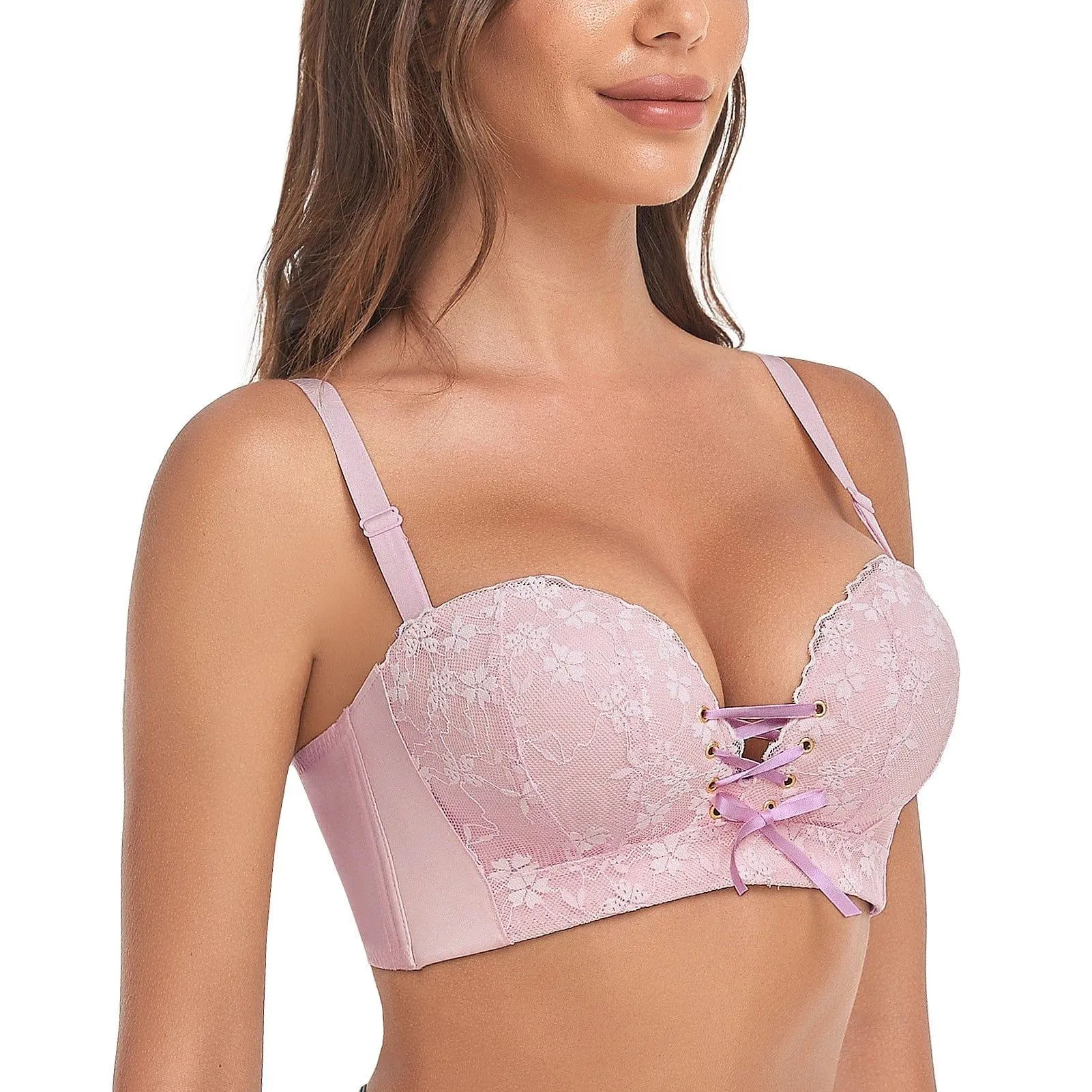 "Add Two Cups" Lace Wirefree Push Up Bra For Women