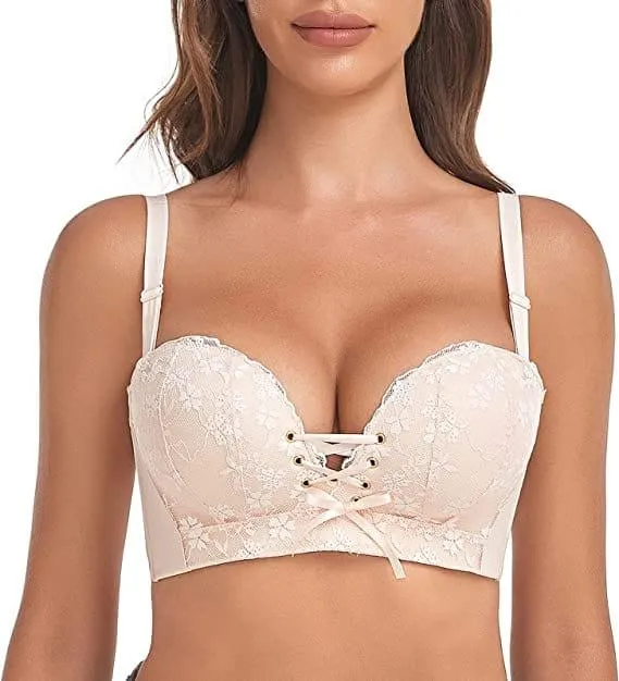 "Add Two Cups" Lace Wirefree Push Up Bra For Women