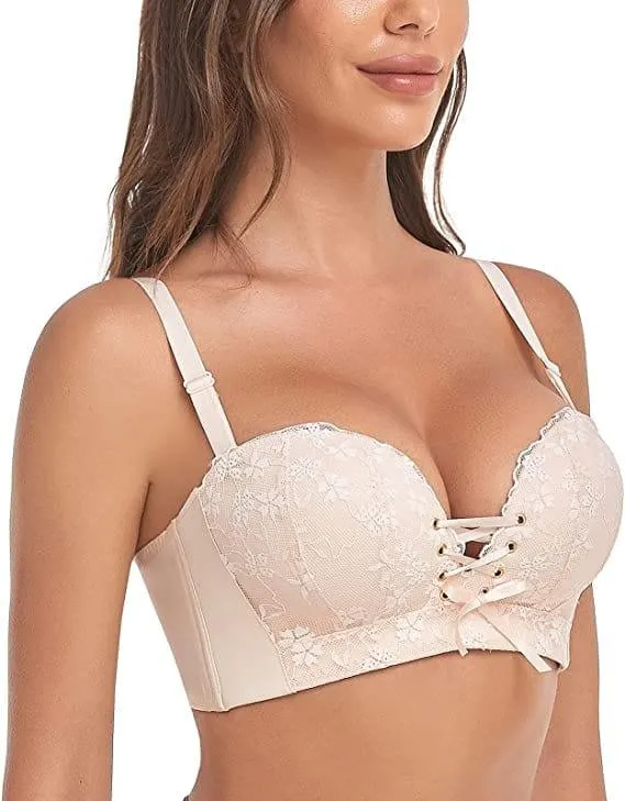 "Add Two Cups" Lace Wirefree Push Up Bra For Women