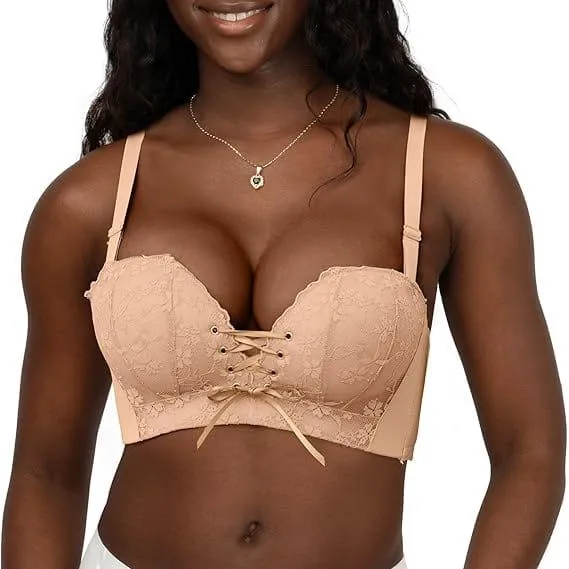"Add Two Cups" Lace Wirefree Push Up Bra For Women