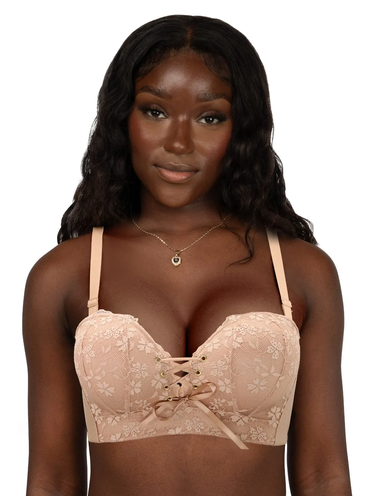 "Add Two Cups" Lace Wirefree Push Up Bra For Women