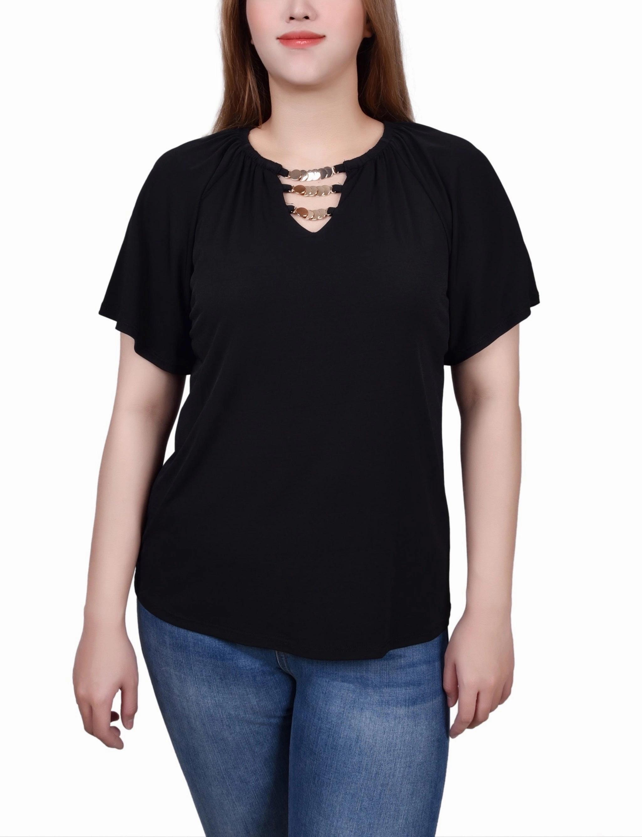 Stylish Tank Basic Tank Raglan Sleeve Top With Chain Details