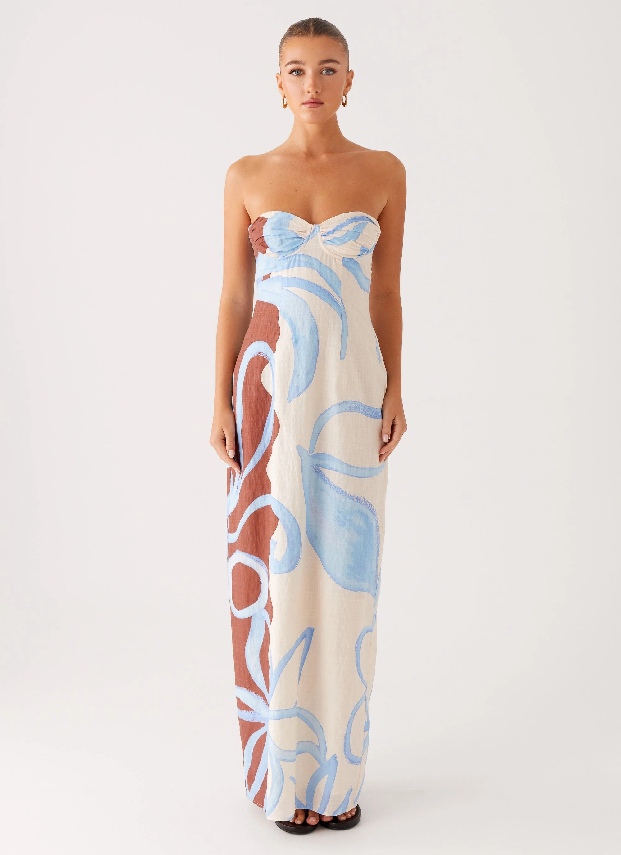 Formal Style Elegance Glow Raiden Maxi Dress - Bloom Wave Print