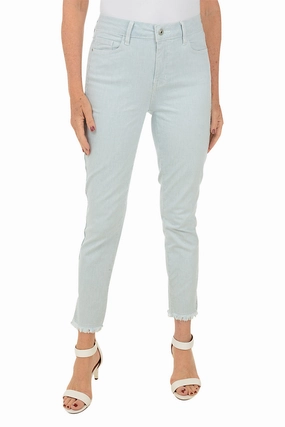 Ripstop Fabric Technology Non Slip Waistband Railroad Stripe Frayed Ankle Pant