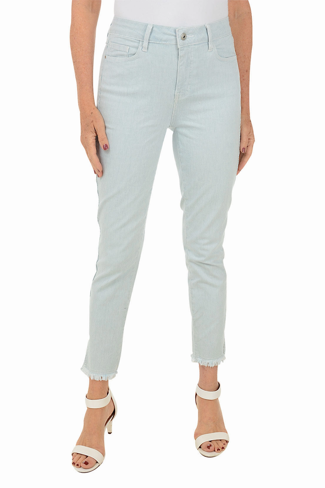 Railroad Stripe Frayed Ankle Pant Day Ready Sporty Appeal