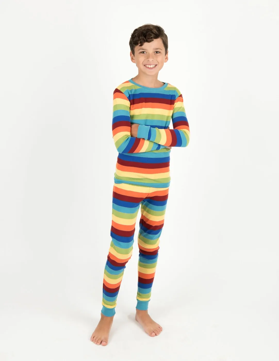 Rainbow Stripes Matching Family Pajama Set