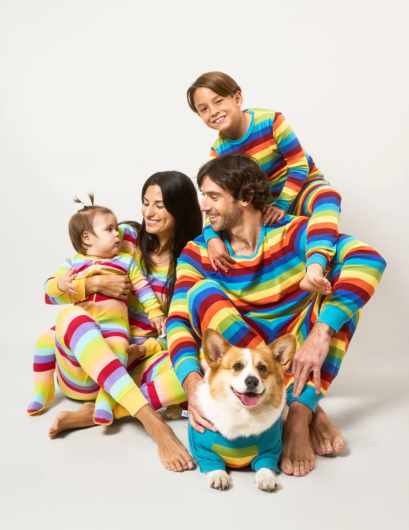 Rainbow Stripes Matching Family Pajama Set