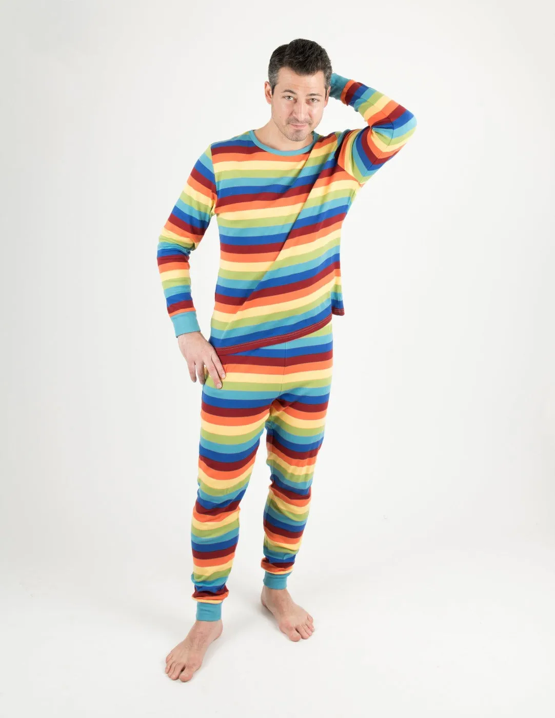Rainbow Stripes Matching Family Pajama Set