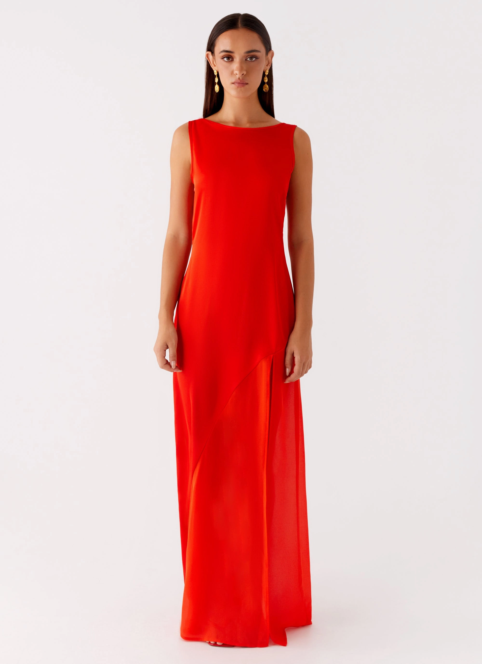 Ramiro Maxi Dress - Red Empire-Waist Bow-Detail