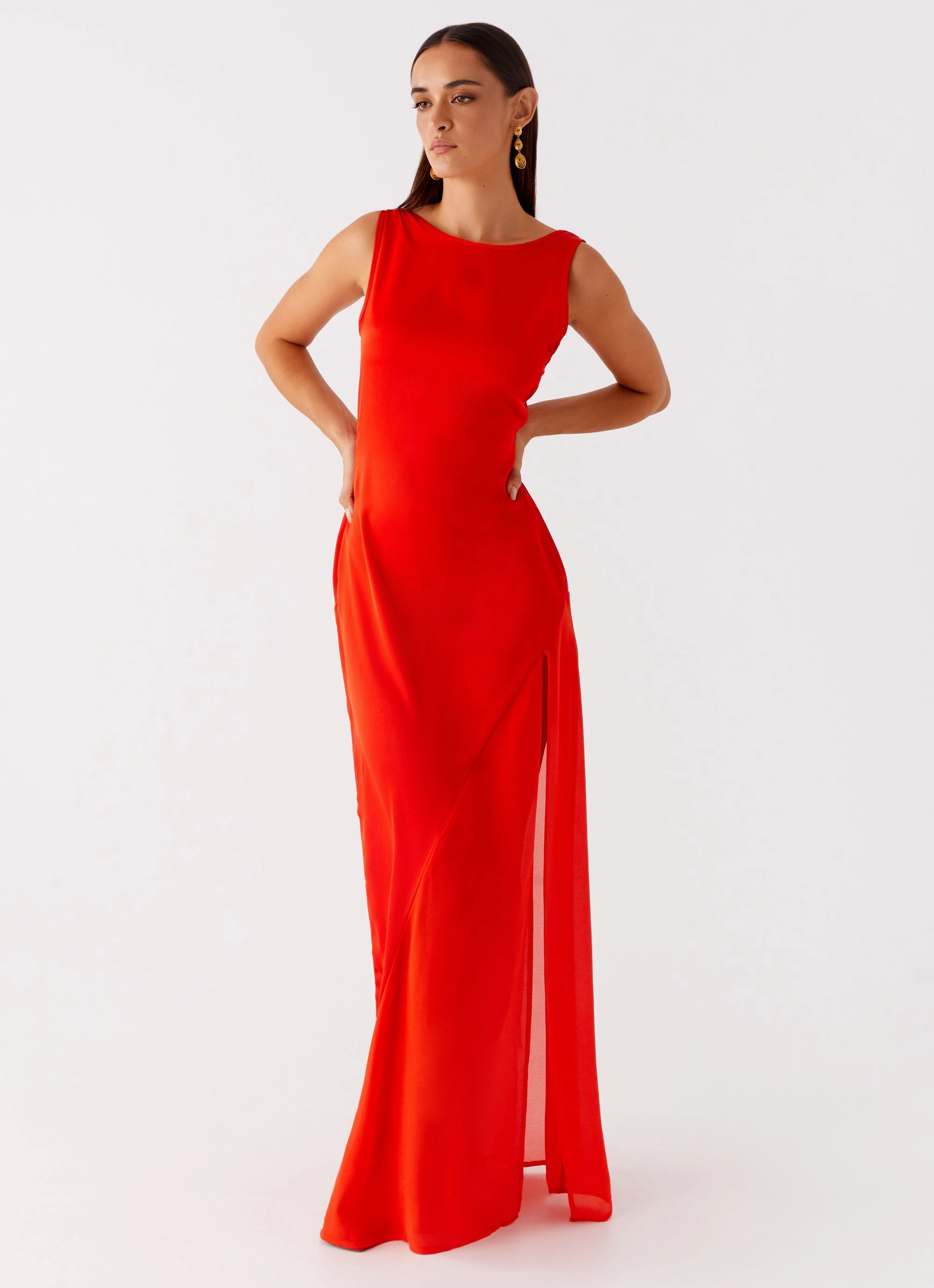 Layered Comfort Wear Vibe Style Ramiro Maxi Dress - Red