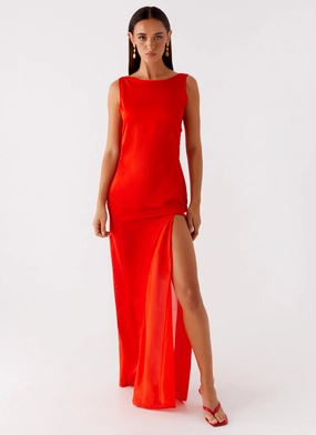 Year Round Edgy-Look Ramiro Maxi Dress - Red