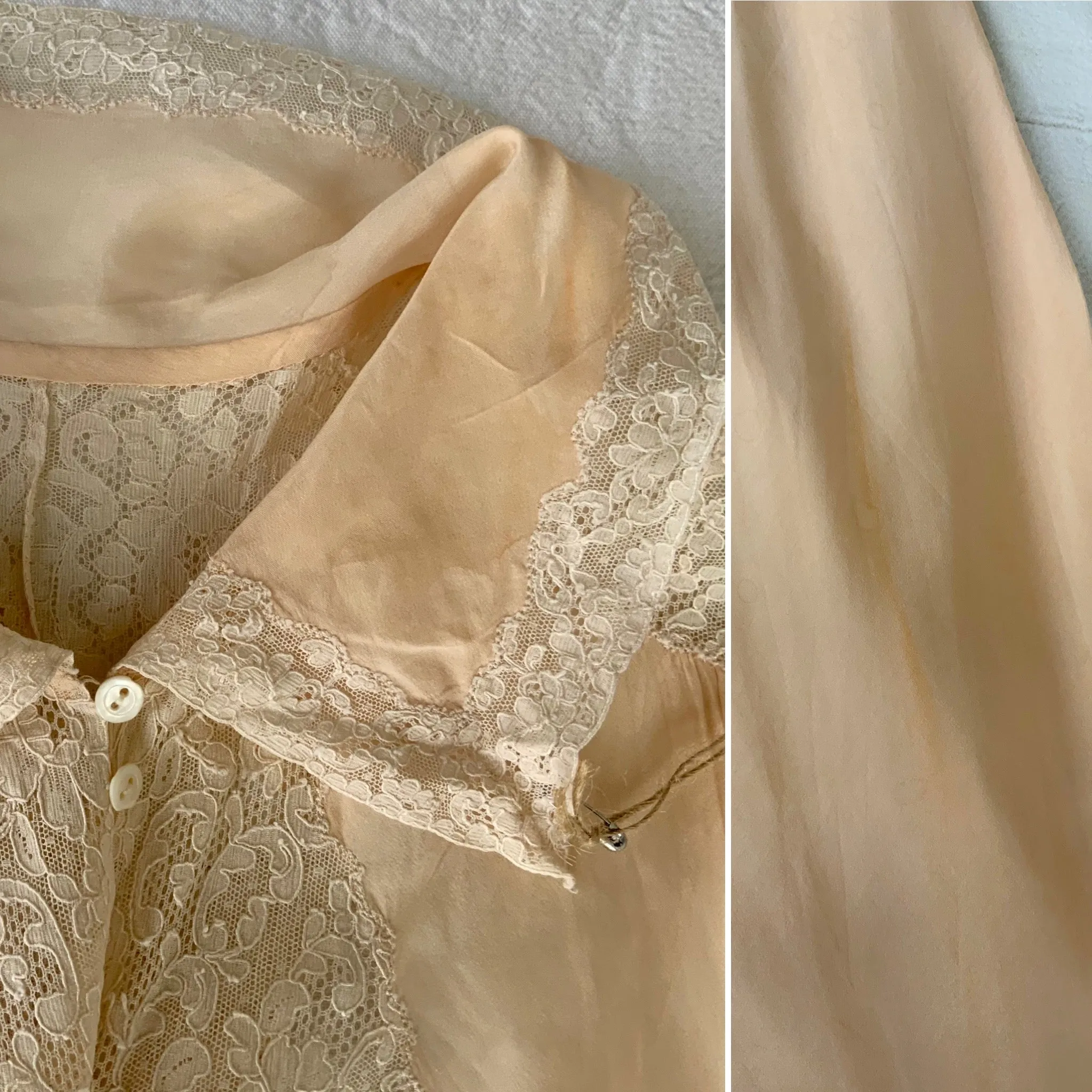 Rare Silk Lace Nightgown - 30s - Bridal