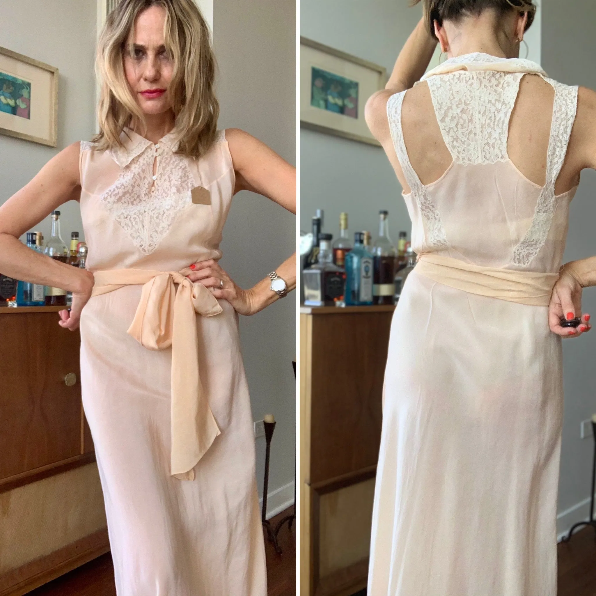 Rare Silk Lace Nightgown - 30s - Bridal