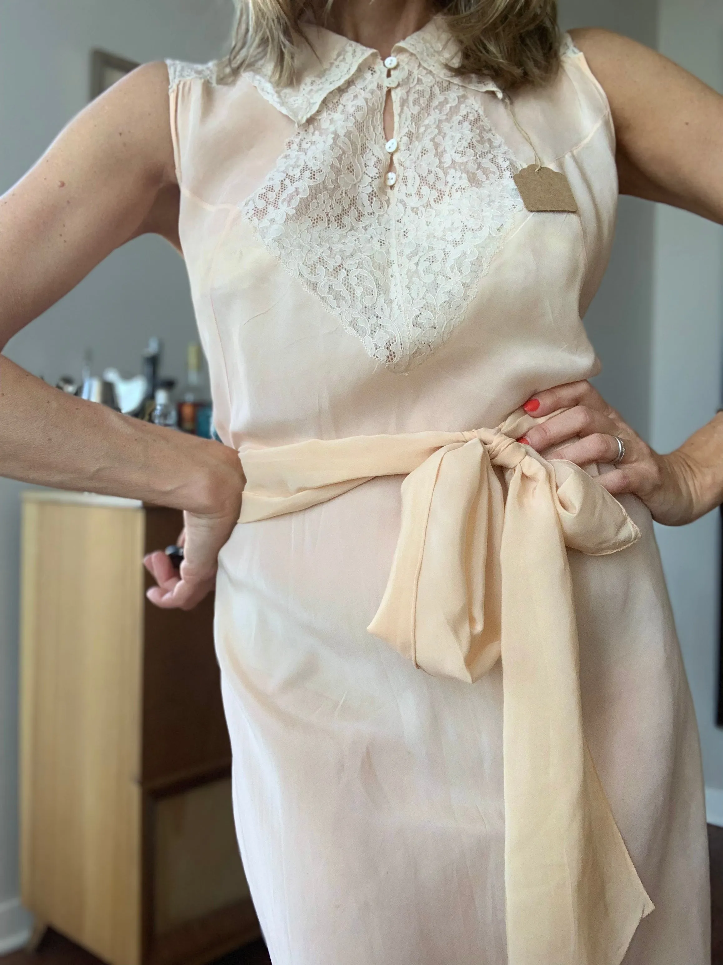 Rare Silk Lace Nightgown - 30s - Bridal