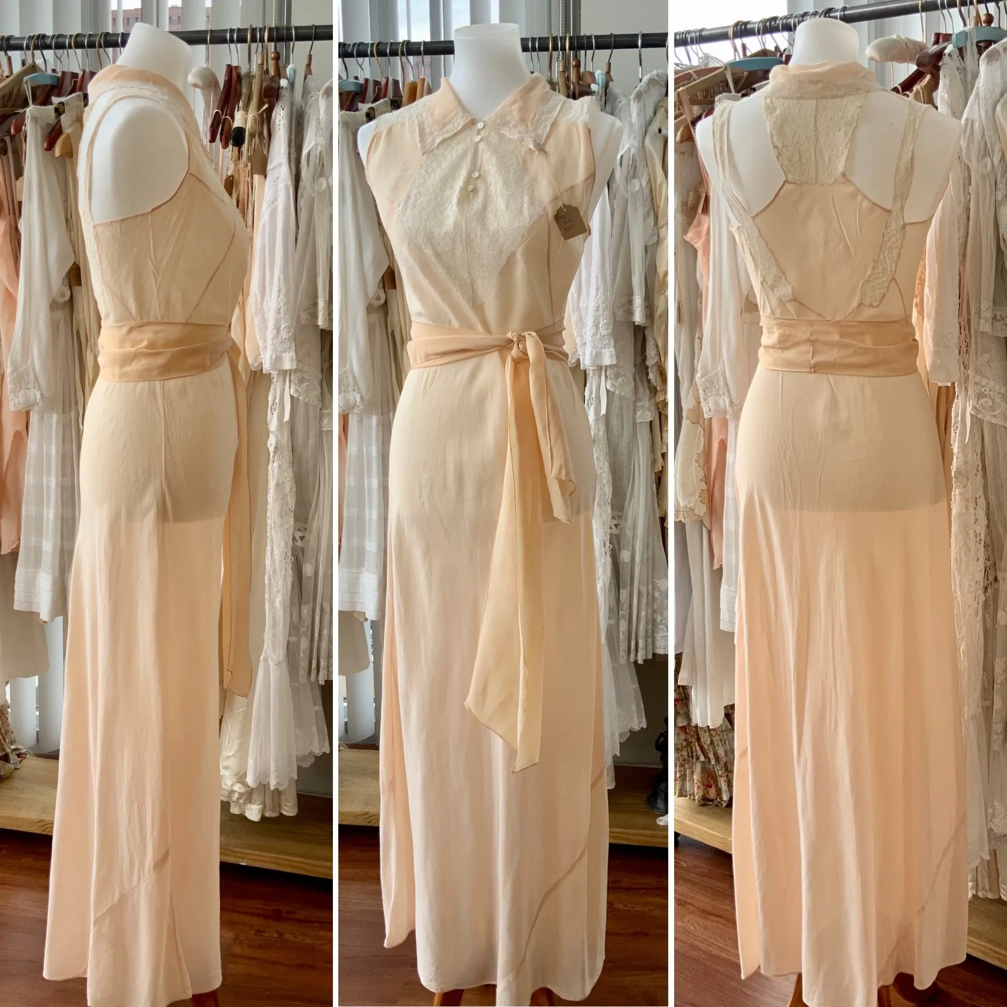 Rare Silk Lace Nightgown - 30s - Bridal