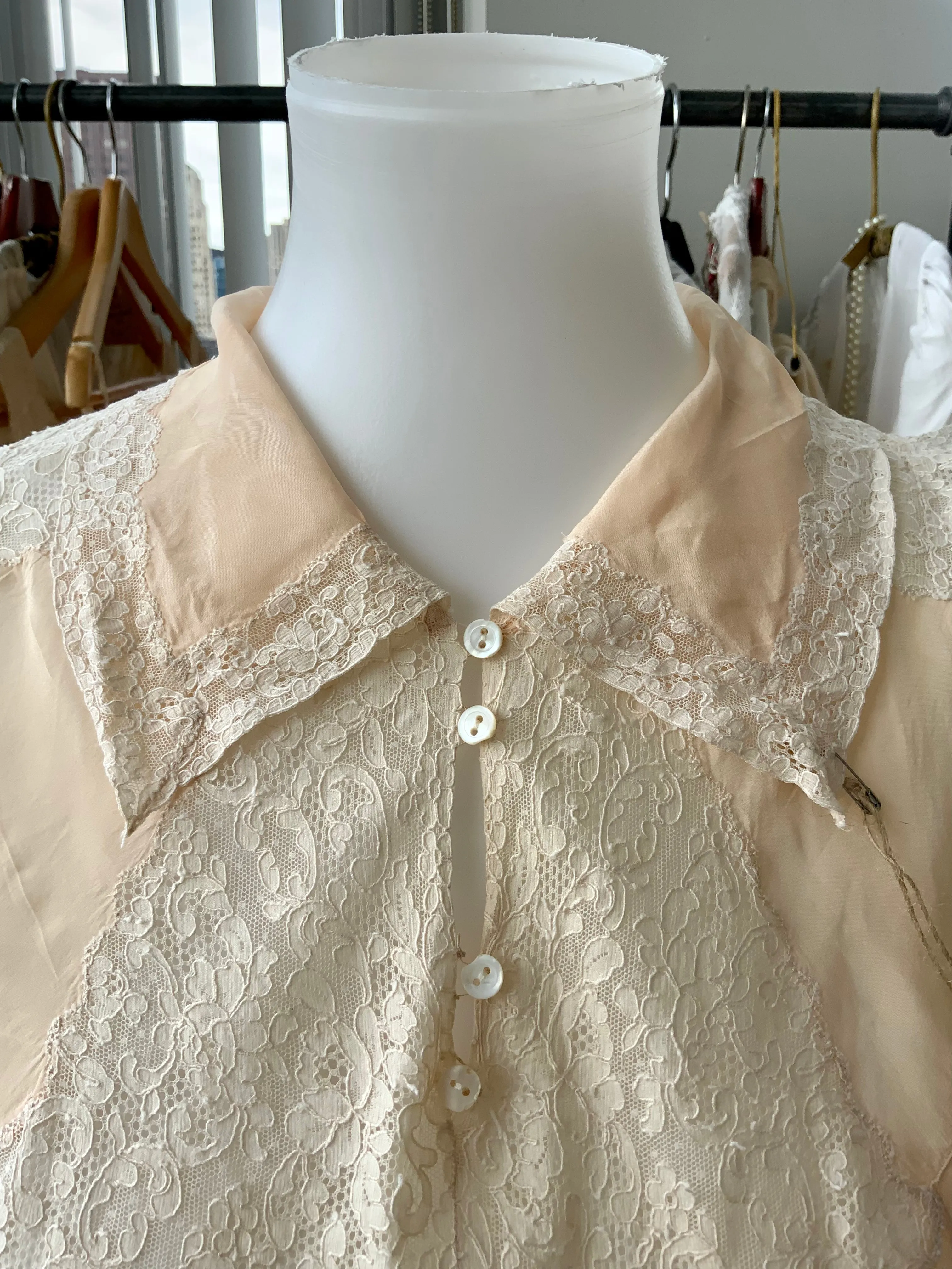 Rare Silk Lace Nightgown - 30s - Bridal