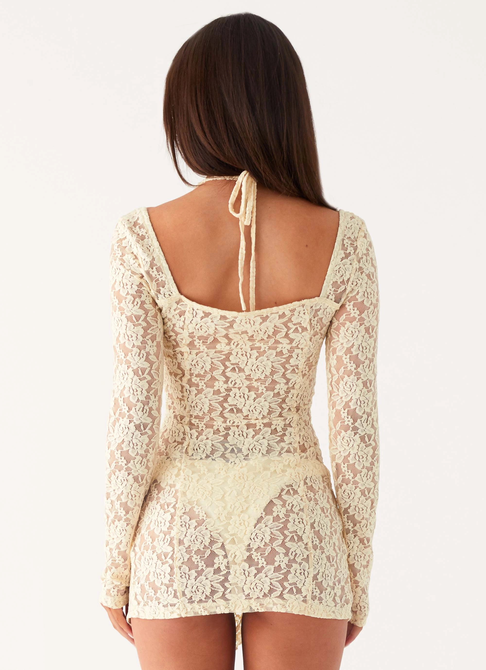 Occasion Wear Office Mood Rarri Lace Mini Dress - Ivory