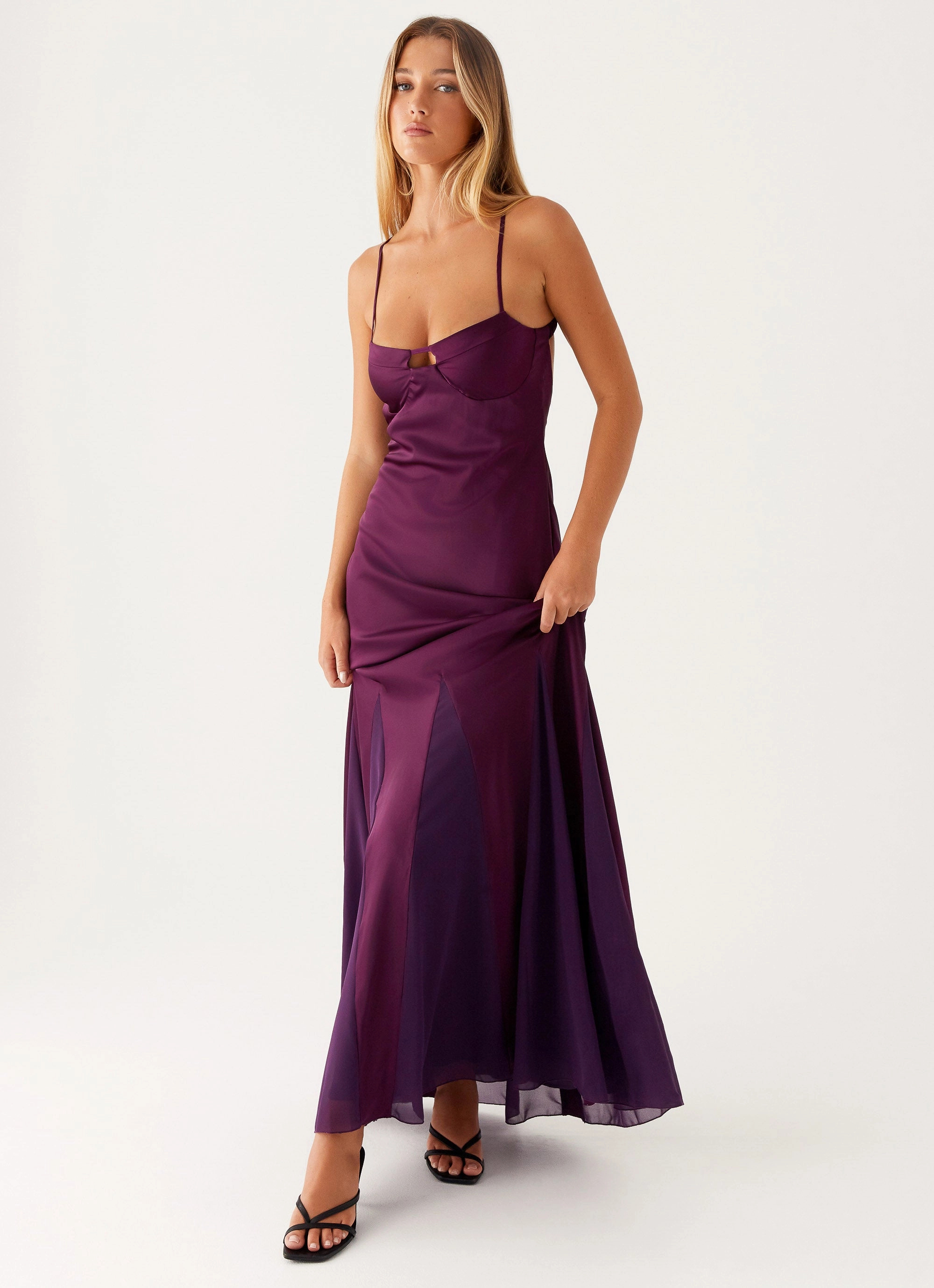 Vibrant Waist Fit Ravello Maxi Dress - Mulberry