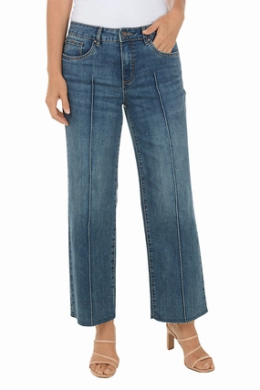 Raw Hem Wide Leg Denim Pant MoistureWicking Durable Construction