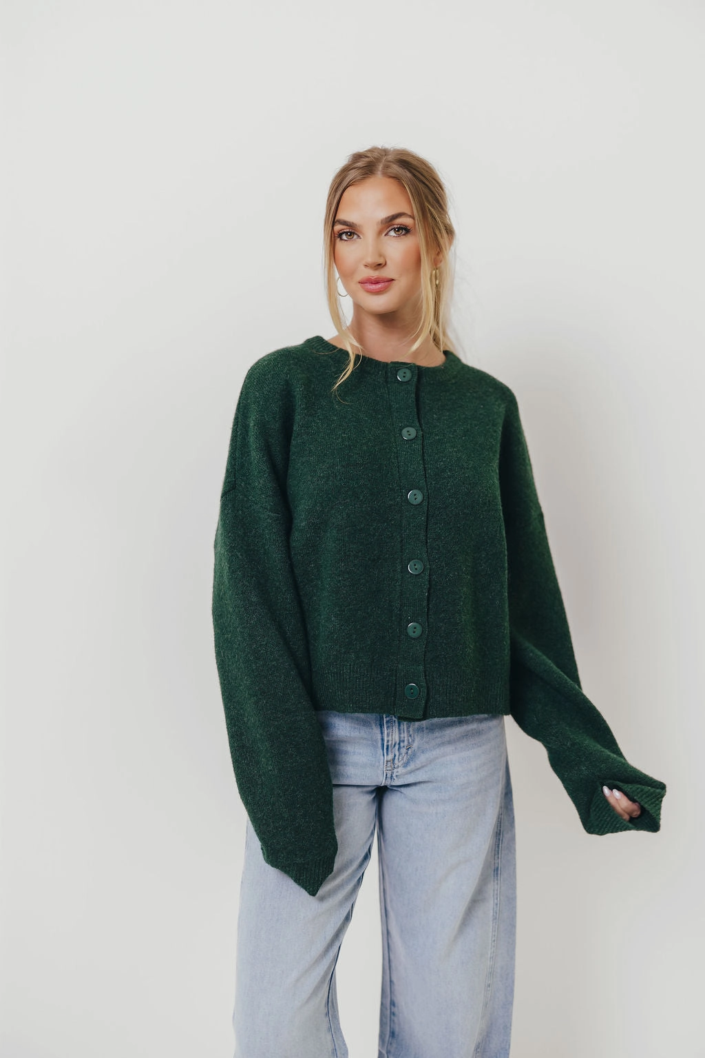 Alyssa Cardigan in Forest Green Durable Fiber Blend