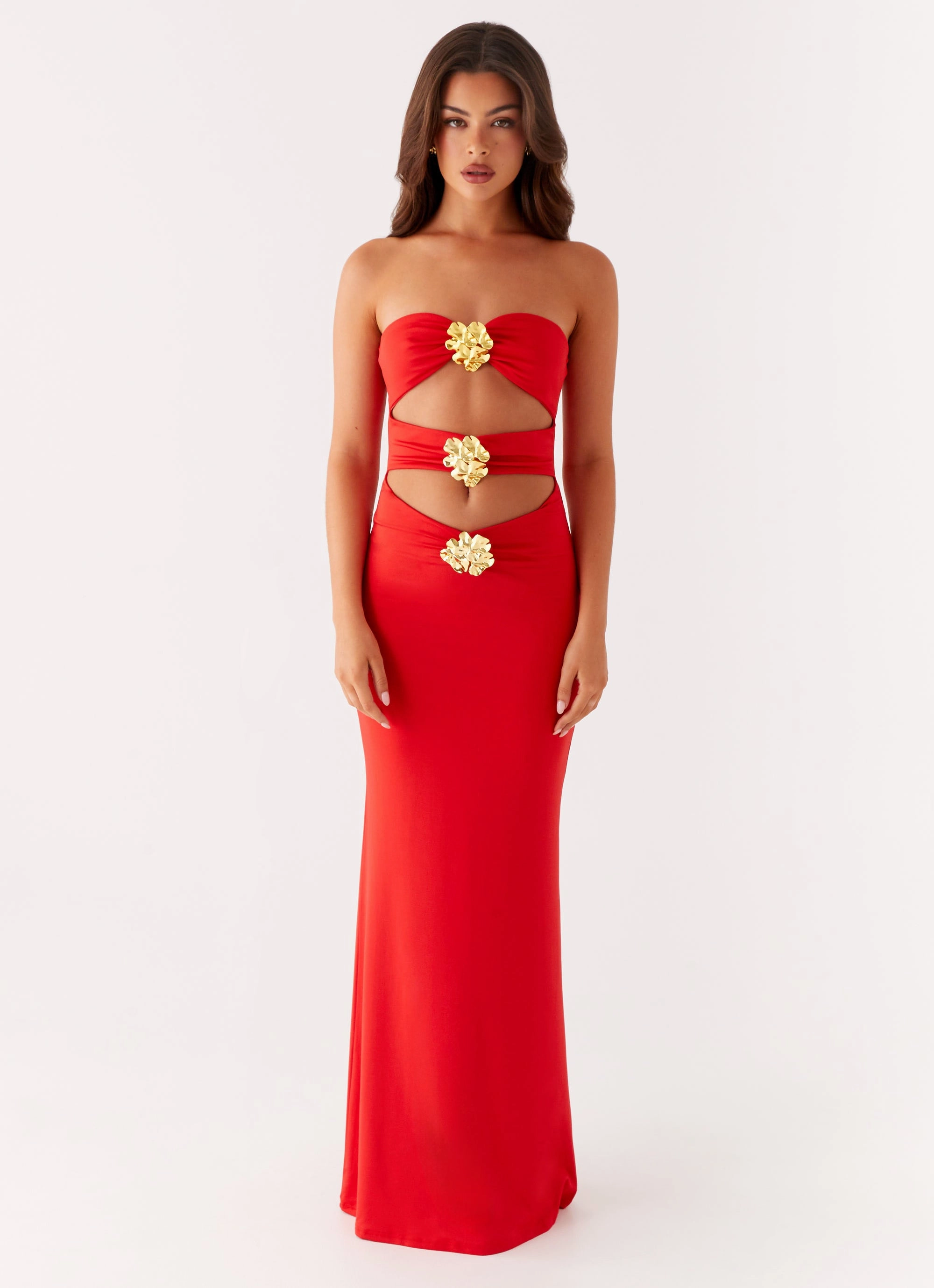 Side Tie Wedding guest Raye Maxi Dress - Tangerine