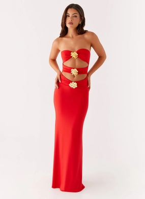 Bright-colored piece Luxurious Texture Raye Maxi Dress - Tangerine