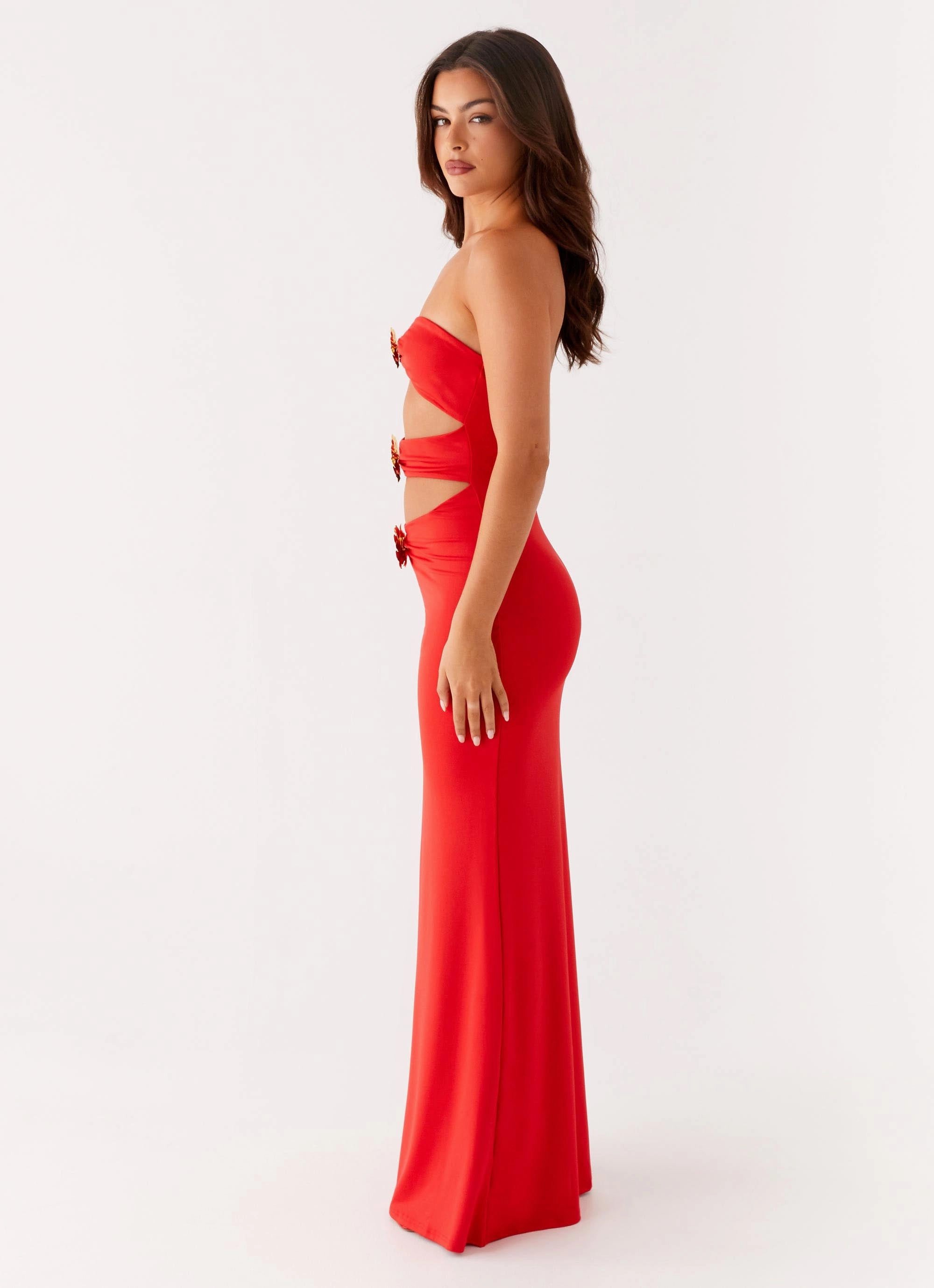 Ruffle-Detail Raye Maxi Dress - Tangerine