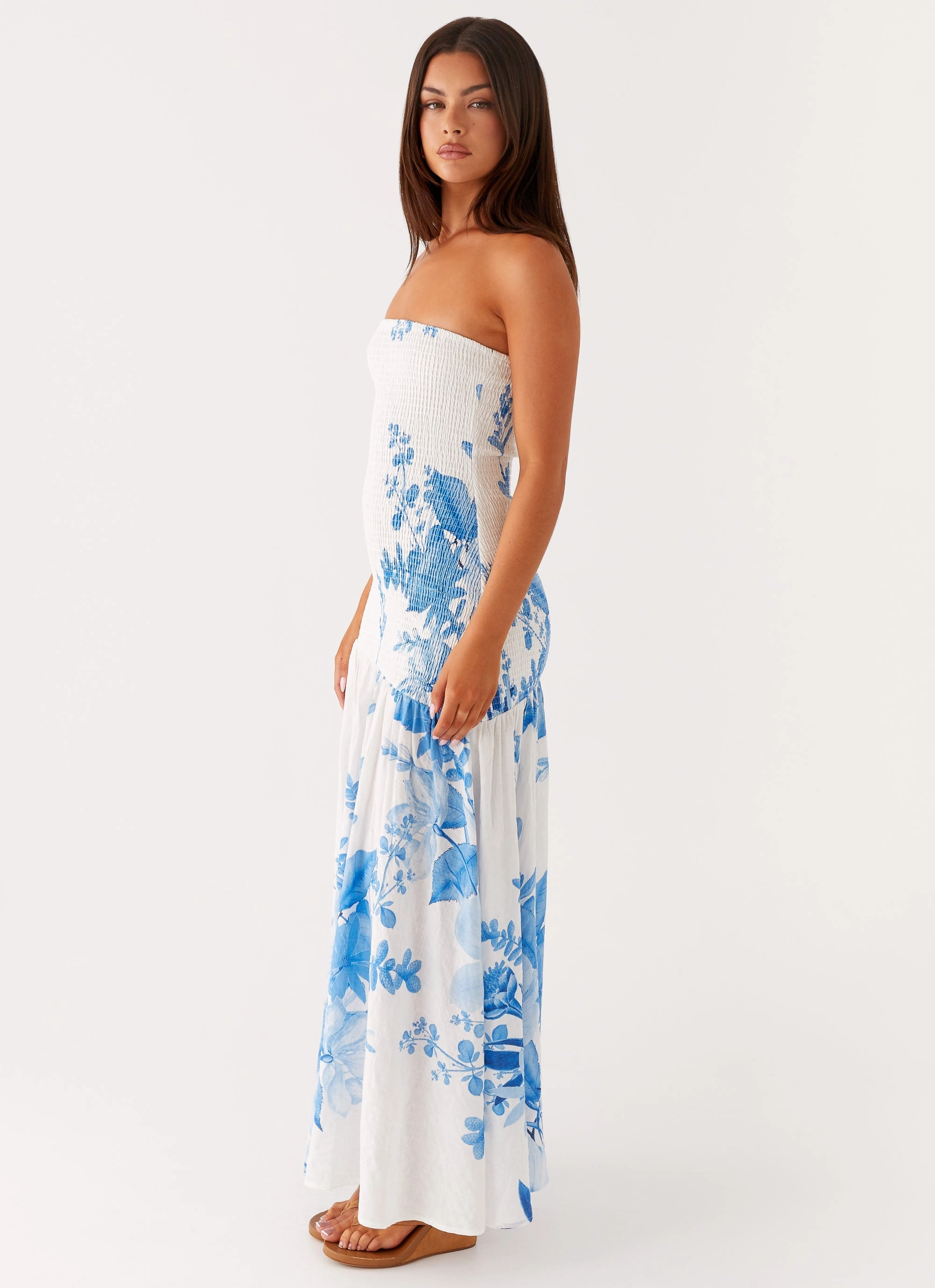 Light Wear Rebecca Maxi Dress - Blue Floral Print