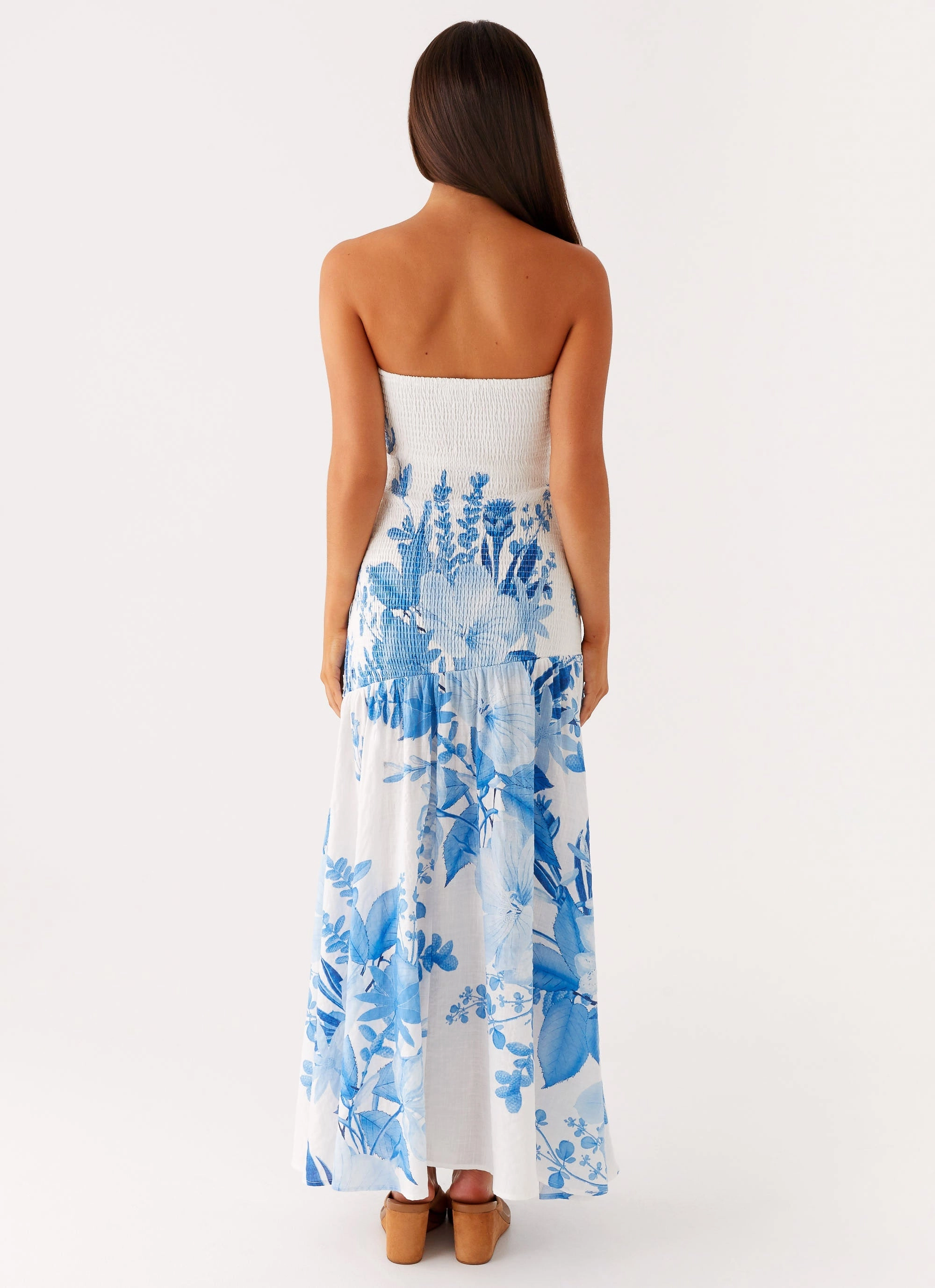 Soft Volume Rebecca Maxi Dress - Blue Floral Print