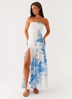 Rebecca Maxi Dress - Blue Floral Print Sharp Motion Casual day-to-night piece