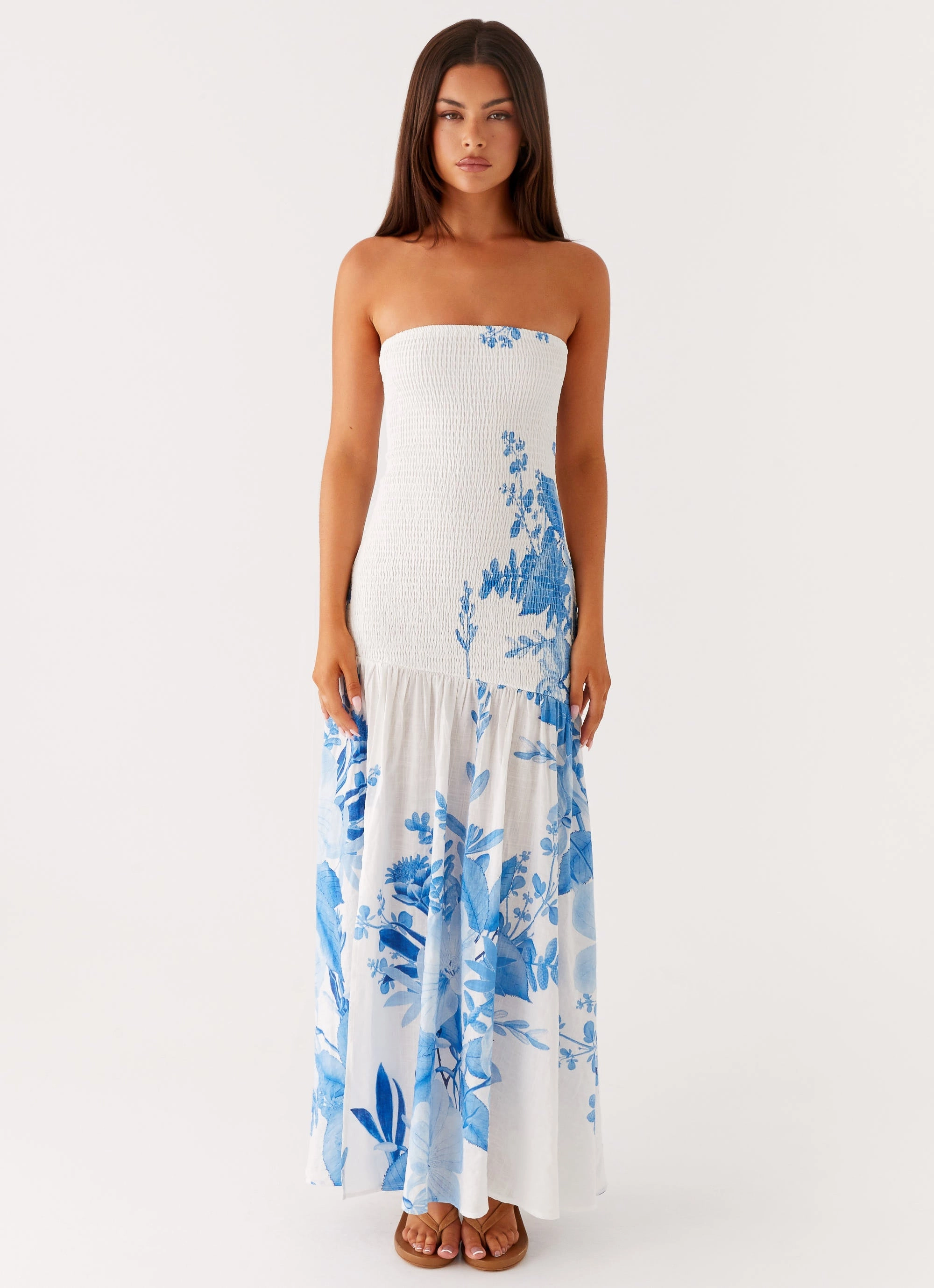 Seasonal piece Rebecca Maxi Dress - Blue Floral Print
