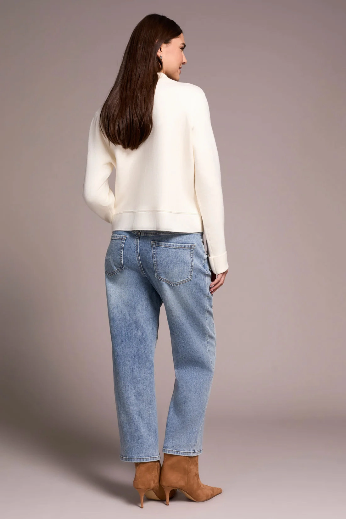 Tribal Double Knit Collared Sweater Cardigan in Moonstone SlimFitAdaptation