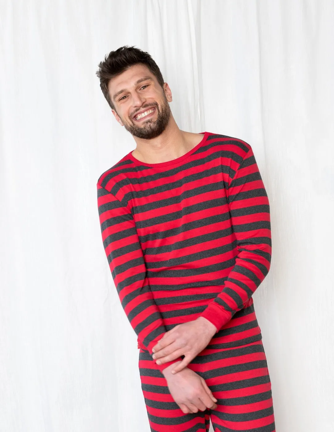 Red & Grey Stripes Matching Family Pajama Set