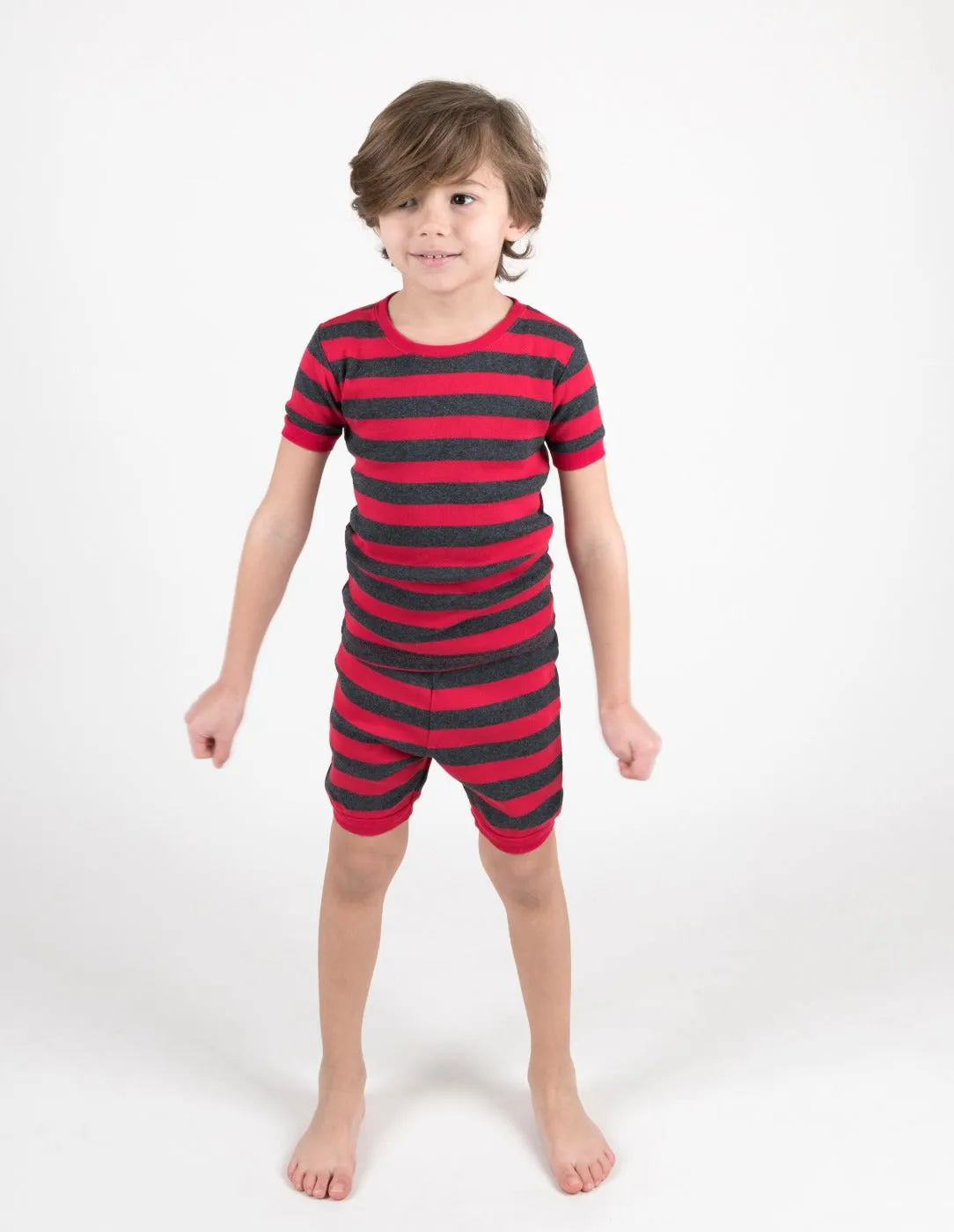 Red & Grey Stripes Matching Family Pajama Set