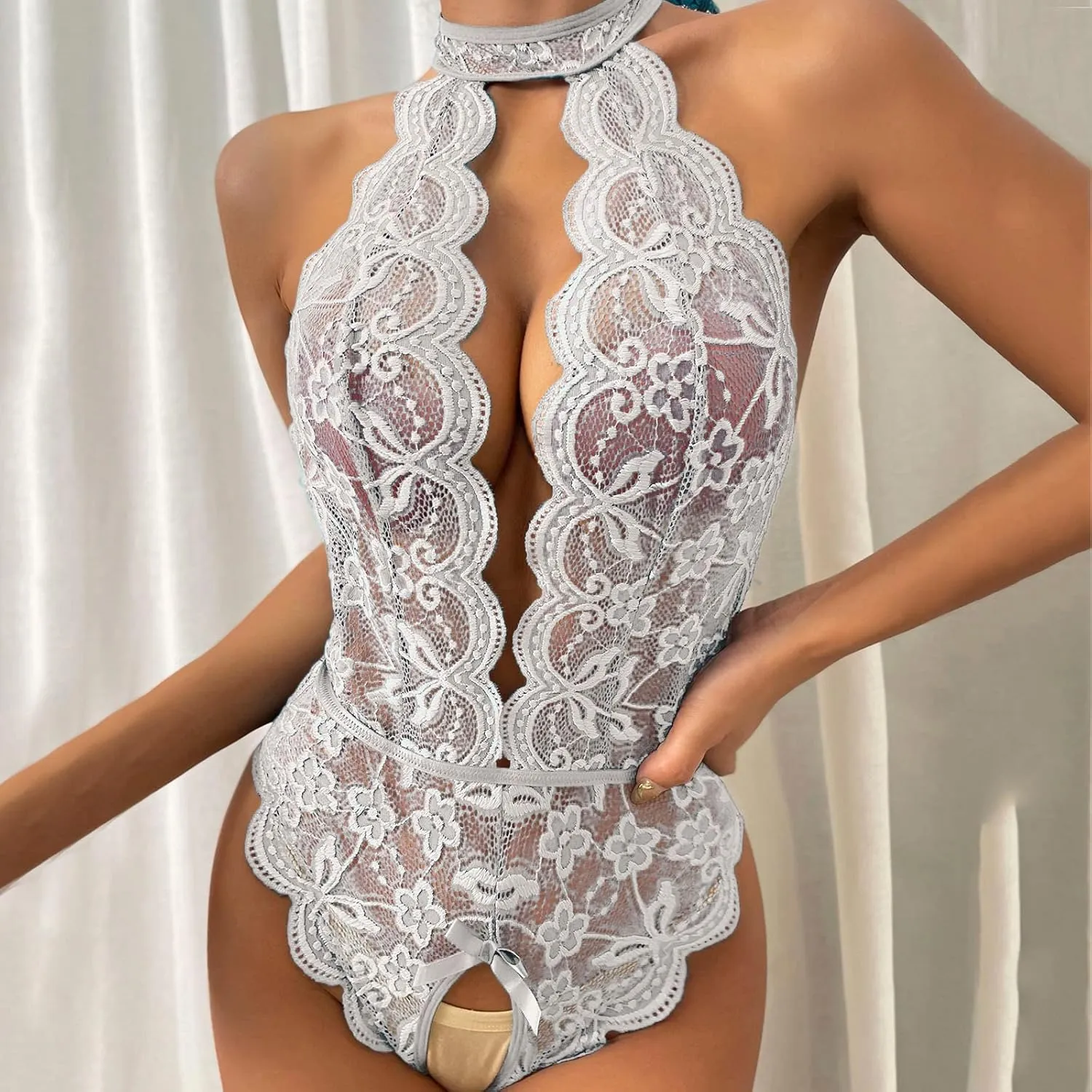 Red Plaid Lace Lingerie Set for Women,Sexy Roleplay Costumes,Elegant Sensual Sleepwear for Romantic Nights