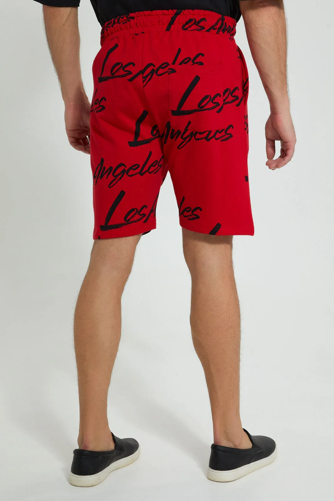Red Printed Loungewear Short