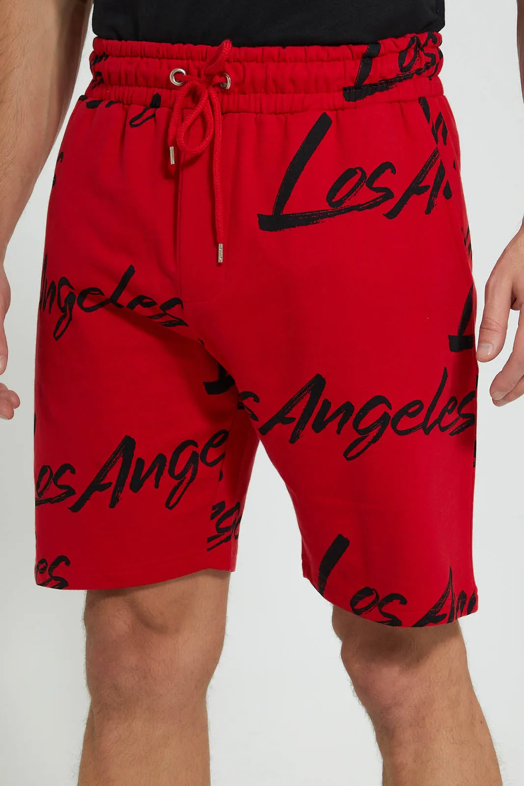 Red Printed Loungewear Short
